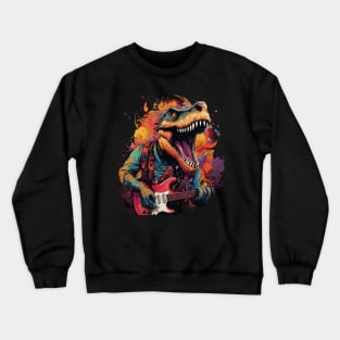 Dinosaur Playing Guitar Crewneck Sweatshirt